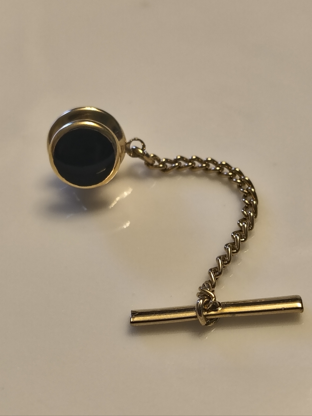 Gold Tone Onyx Tie Tack